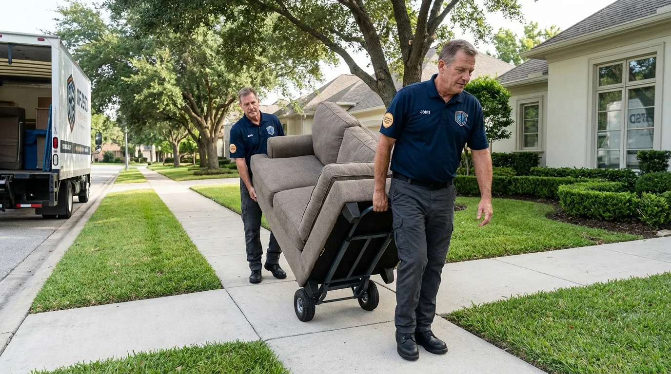 Local residential moving crew loading furniture in Perth Amboy, NJ